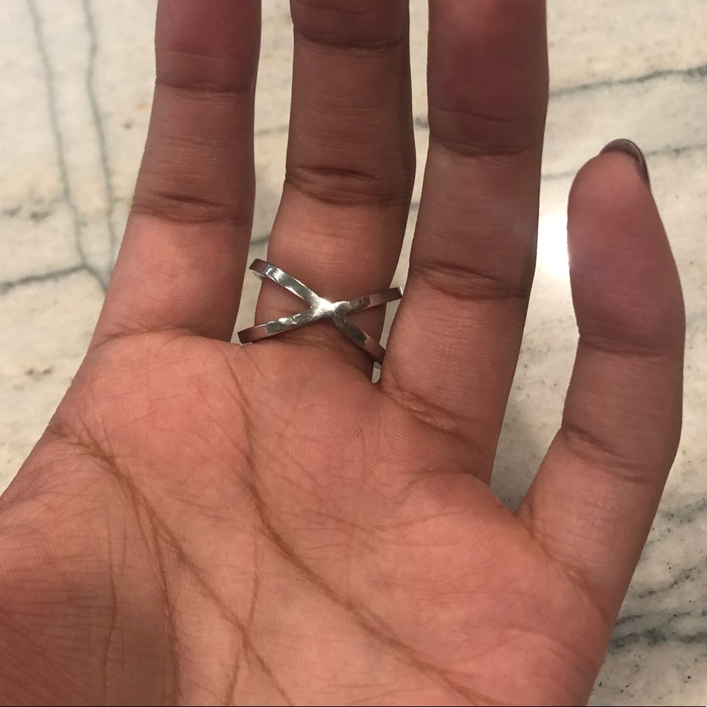 Silver Criss Cross X Infinity Loop Ring - image 8